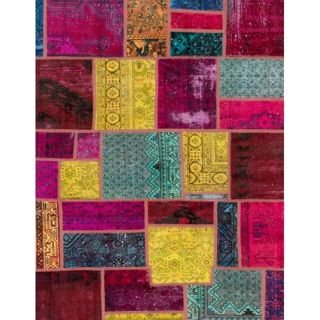 Ahgly Company Tapis Rectangulaire Intérieur Abstrait Amande Foncée Patchwork, 2 Pieds x 4 Pieds
