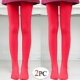 thumbnail image 2 of BLVB 2PC Girls Tights Women Dance Stockings Soft Footed Opaque Tights for Toddler, Kids and Women Red, 2 of 7