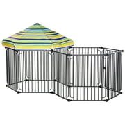 Pawhut Dog Playpen with Door & Removable Cover for Small & Most Medium Sized Dogs Indoor & Outdoor Use, 47" H