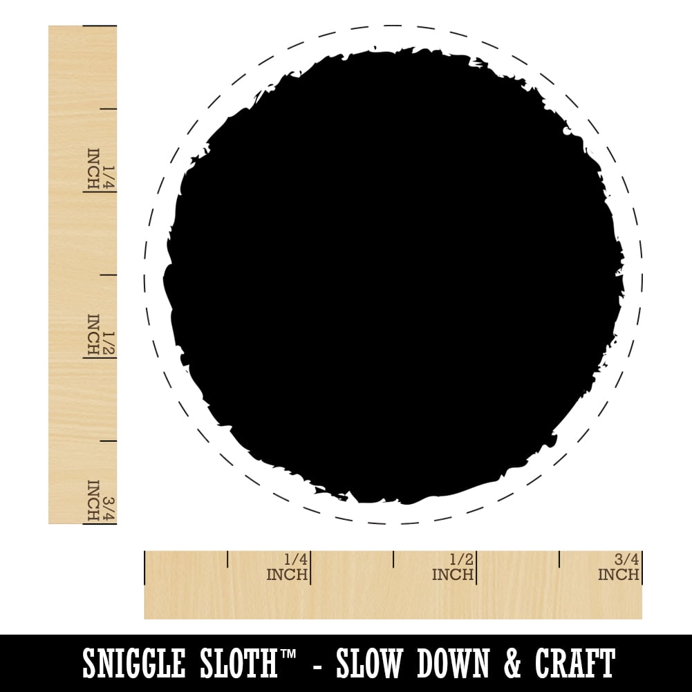 Sketchy Solid Circle Self-Inking Rubber Stamp Ink Stamper - Brown Ink - Small 3/4 Inch