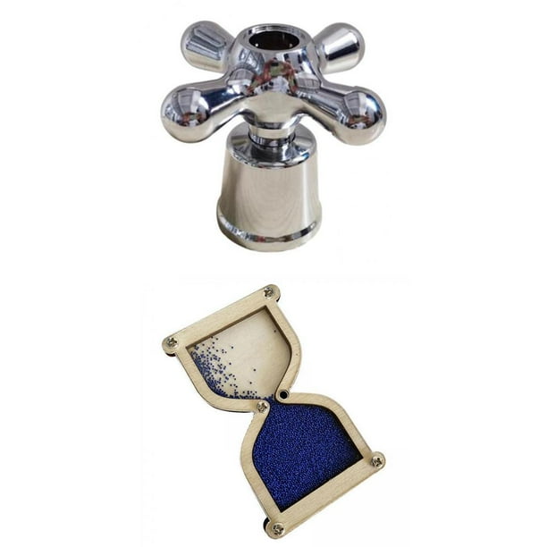 Reloj de arena de madera para niños pequeños, juguete Montessori sensorial para bebés, tablero de actividades y grifo Azul oscuro