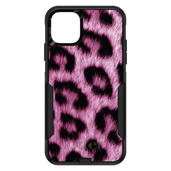 DistinctInk OtterBox Commuter Custom Case for Apple iPhone 15 (6.1" Screen) - Pink Black Leopard Fur Skin Print - Wireless Charging Compatible