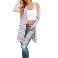 thumbnail image 2 of Cueply Womens Cardigan Long Sleeve lightweight Striped Open Front Casual Button Loose Knit Sweater, 2 of 6