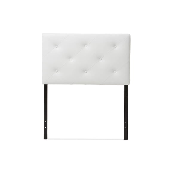 Bowery Hill Modern Faux Leather Upholstered Twin Headboard in White