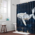 thumbnail image 3 of Ocean Animal Bathroom Shower Curtain, Vintage Whale Watercolor Blue Wood Texture Waterproof Washable Soft Bath Curtain for Bathtub Decor with 12 Hooks&Grommet, 36x72 Inch, 3 of 9