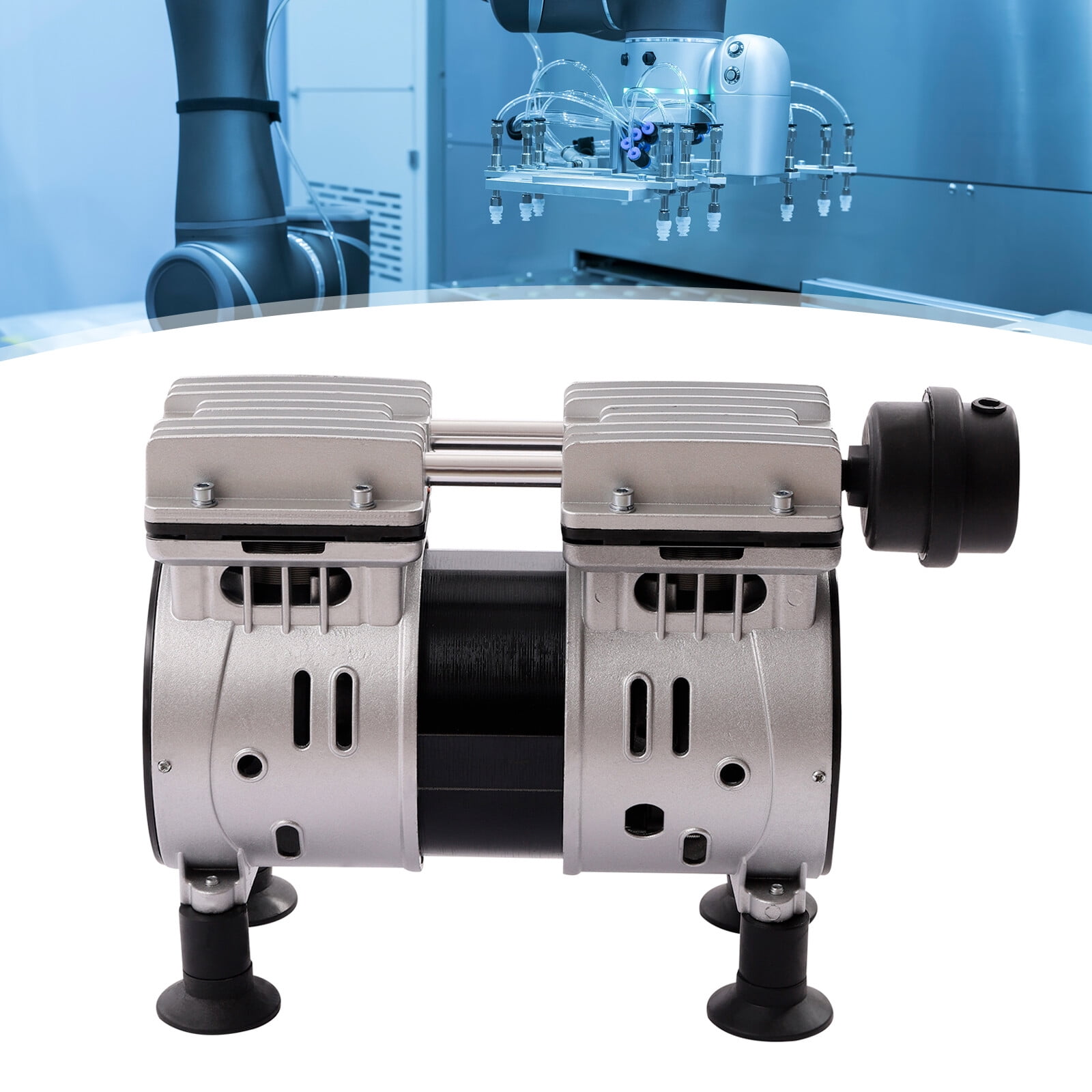 550W 110V Silver Vacuum Pump Oil-Free Industrial Laboratory Vacuum Pump Vacuum Oil-Free Pump with Suction Cup Foot Pads