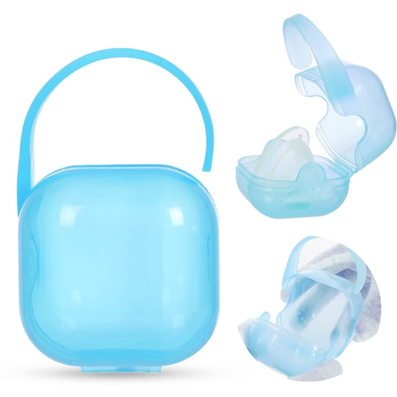 Blue ba-by Pacifier Storage Box,Pacifier Case Cover Pacifier Clips Container Portable Pacifier Teat Cradle Case Holder Travel Storage Box