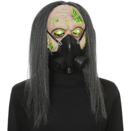 Light-Up Eyes Toxic Zombie Mask With Faux Gas Mask Halloween Accessory