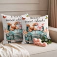 thumbnail image 2 of HELLO Sweet Cheeks Pillow Covers 2 Pack Vintage Cars Cows Pigs Butterfly Wood Grain Pillowcase Waterproof Outdoor Throw Pillow Cover for Patio Garden Square Cushion 26”x26”, 2 of 9