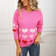 thumbnail image 6 of VEKDONE Women's Heart Print Sweaters Long Sleeve Loose Fit Crewneck Knit Pullover Tops Comfy Sweater, 6 of 9
