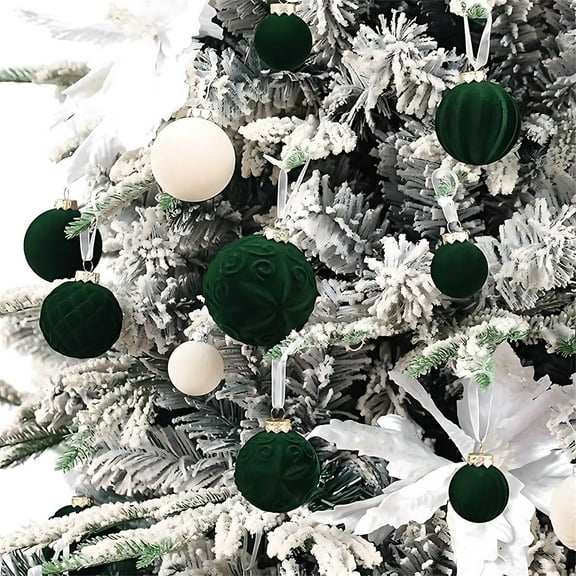 JLFNYA Christmas Ball Ornaments, 46 Pcs Christmas Balls, Christmas Decorations, Christmas Gifts, Flocked Christmas Balls, Christmas Ornaments, Christmas Gifts Women, Christmas Decorations Indoor