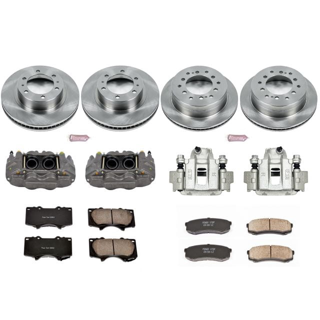 PowerStop Front and Rear Stock Replacement Brake Pad and Rotor Kit with Calipers Fits: TOYOTA Select Models KCOE138