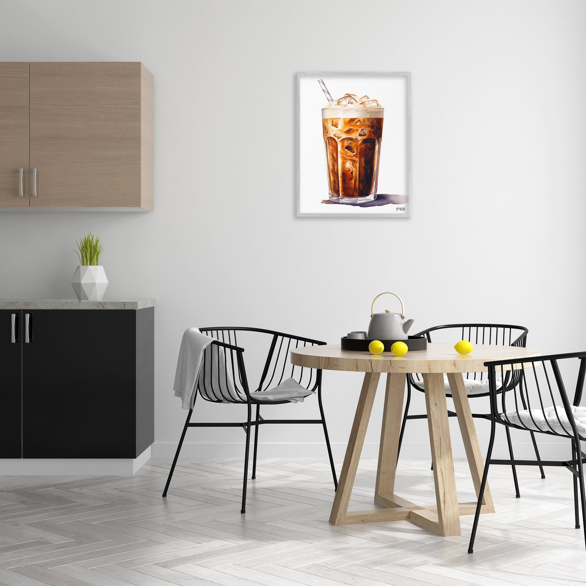 Stupell Industries Swirled Iced Coffee Food & Beverage Painting Gray Framed Art Print Wall Art, 24 x 30