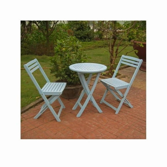 Acacia Folding Bistro Set, Sky Blue - Set of 3