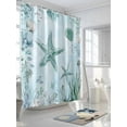 thumbnail image 3 of Summer Ocean Shower Curtain, Coastal Starfish Shell Coral Bathroom Decor Curtains Set with Hooks, Turquoise Waterproof Fabric Home Accessories， Stall 48 X 72 Inch, 3 of 6