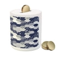 thumbnail image 3 of Navy Blue Piggy Bank, Octagon Patchwork Style Pattern Image with Dots Stars Squares and Stripes, Ceramic Coin Bank Money Box for Cash Saving, 3.6" X 3.2", Navy and White, by Ambesonne, 3 of 4