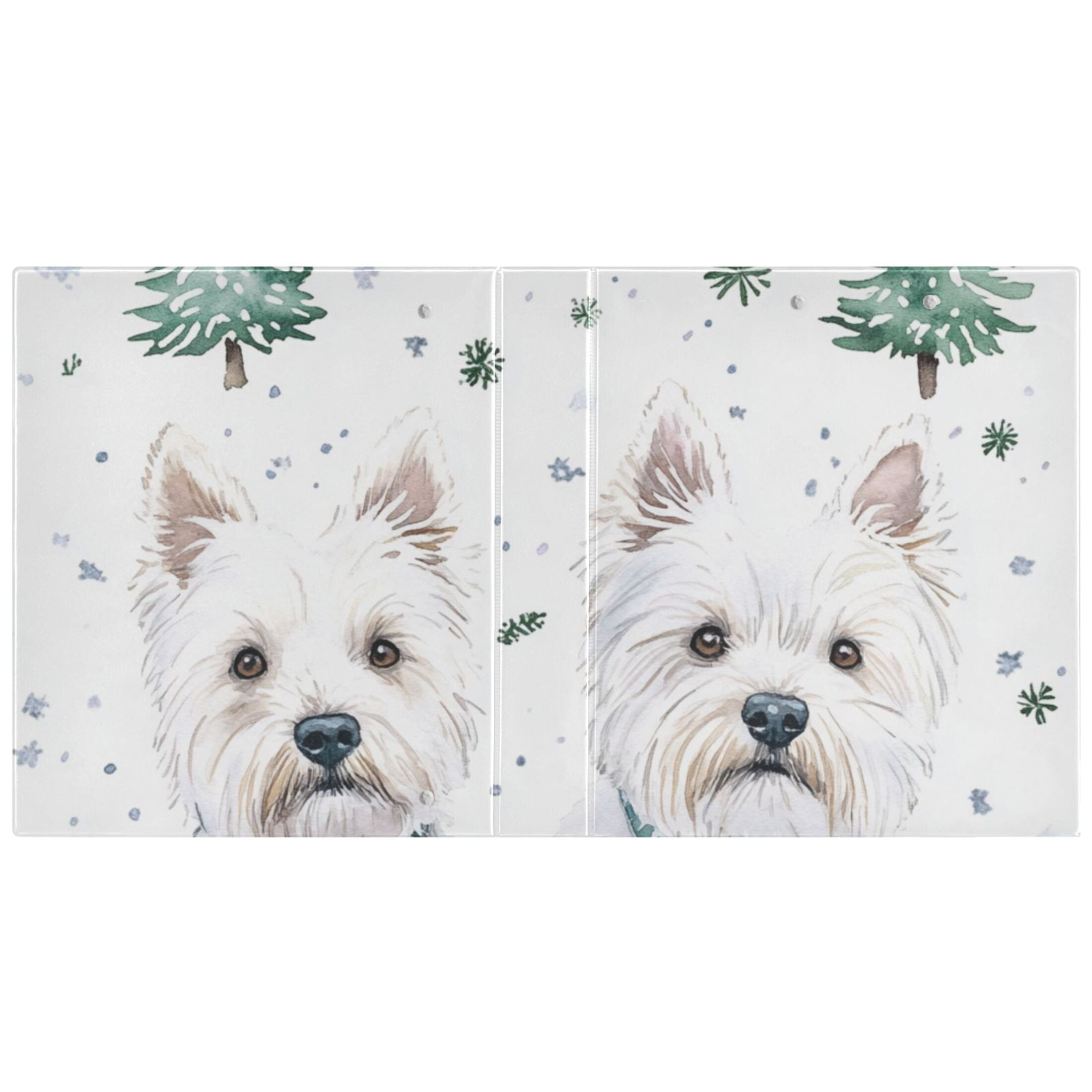 White Dogs Trees 3 Ring Binders 1.5 inch Hardcover File Folders with Interior Pockets A4 Size Organizer for School Office Hospital