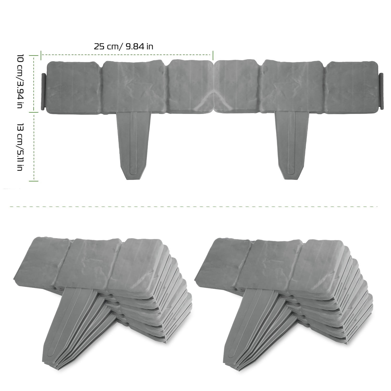20 Pieces Garden Fence Gray Plastic Fence Garden Picket Fence Edgings Lawn Plant Borders Decorative for Garden Yard