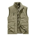thumbnail image 2 of safuny Cargo Vest Tops for Mens Zipper Jacket Open Front Outwear Tanks with Pockets Solid Vintage Stand Collar Blouses Yellow XXXL, 2 of 3