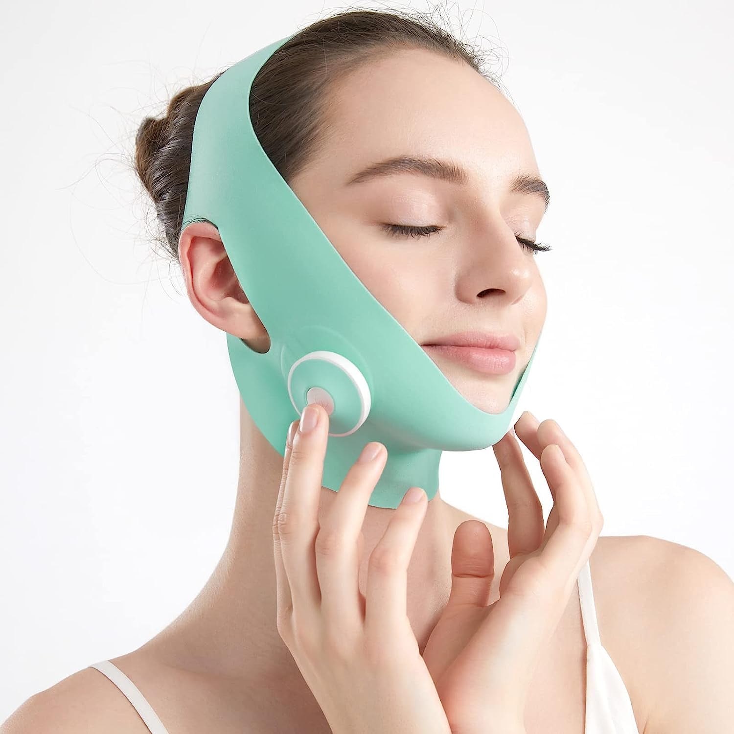Electronic Face V Line Tape Massager Device, Soft Fabric Jawline