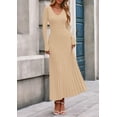 thumbnail image 3 of Vestido PRETTYGARDEN Suéter Manga Larga Cuello V Beige Talle S, 3 of 8
