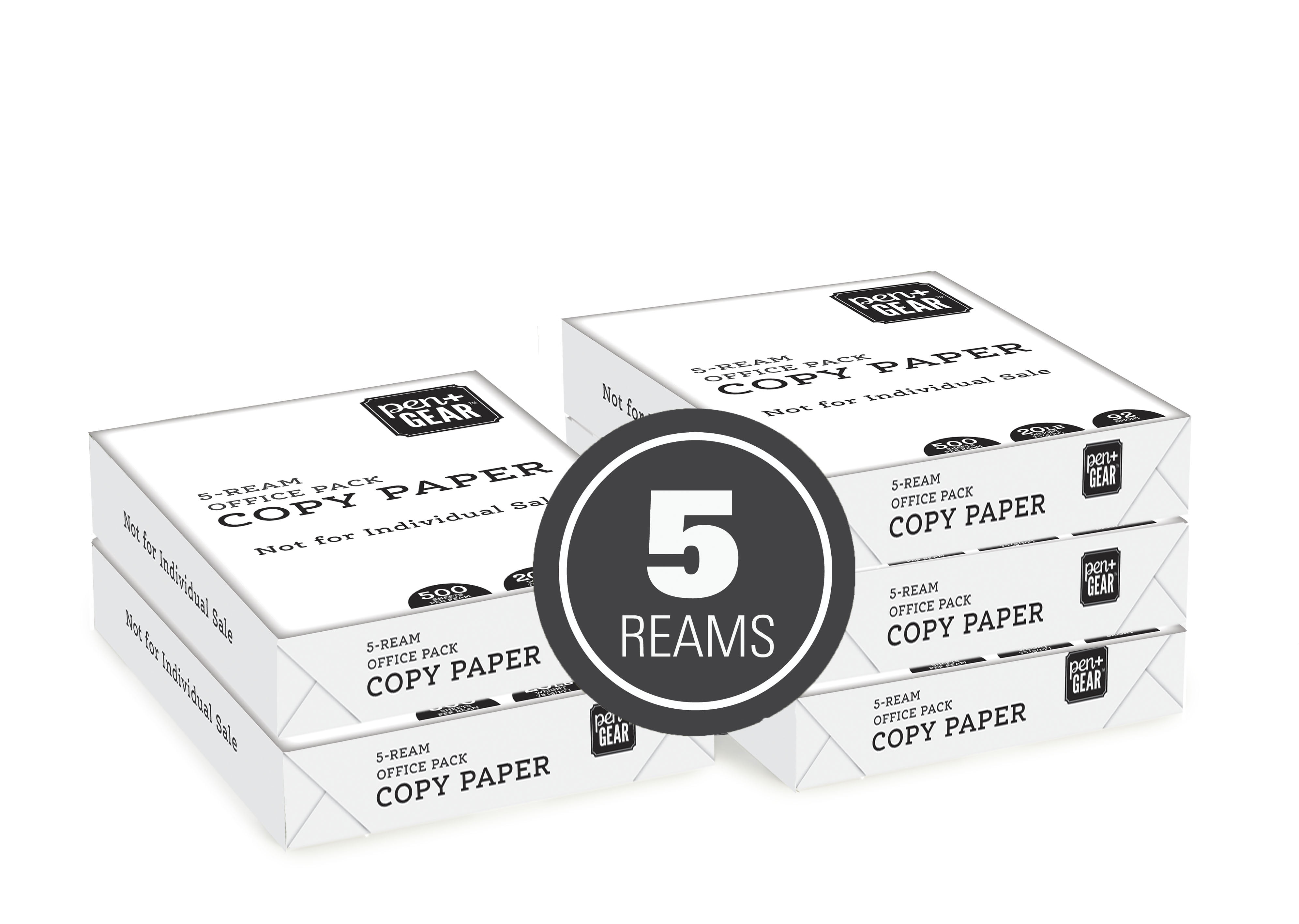 Pen+gear Copy Paper, 8.5 inch x 11 inch, 92 Bright, 20lb, 10 Reams (5000 Sheets)