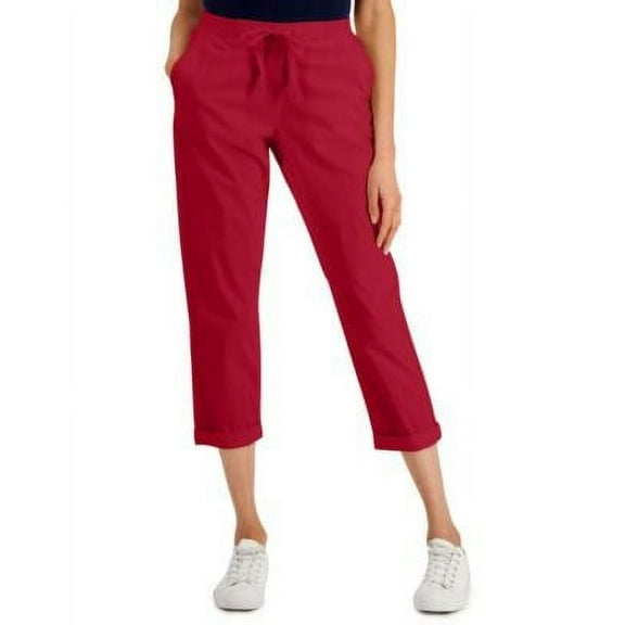 MSRP $50 Style & Co Women Utility Cuffed Mid-Rise Straight Pants Red Size 2XL