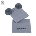 thumbnail image 4 of Luxtrada Newborn Kids Baby Boy Girl Pom Hat Winter Warm Knit Bobble Beanie Cap Scarf Set (Gray), 4 of 7