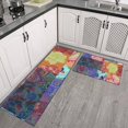 thumbnail image 2 of Colorful Patchwork Pioneer Flower Pattern Kitchen Rugs Sets Of 2,Anti Fatigue Kitchen Mat Rugs Non Slip Washable,Decorative Kitchen Floor Mats for Kitchen,Sink,Laundry,17"x30"+17"x47", 2 of 7