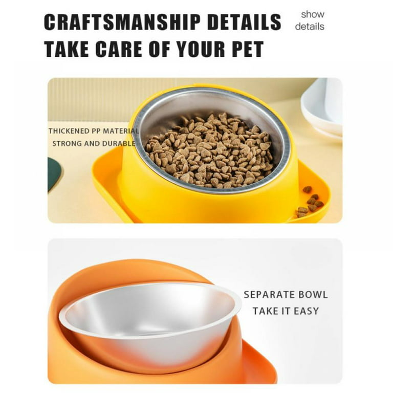 CheerPaws Tilted Dog Food Bowls, 15°Slanted Dog Bowl French Bulldog Food  Bowl Stainless-Steel Elevated Dog Bowls Spill Proof Raised Dogs Feeder Bowl