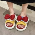 thumbnail image 4 of Xfvqtps Womens Bow Decor Linen Slide Sandals Chunky Sole Open Toe Slip on Non Slip PVC Slipper Red, 4 of 7