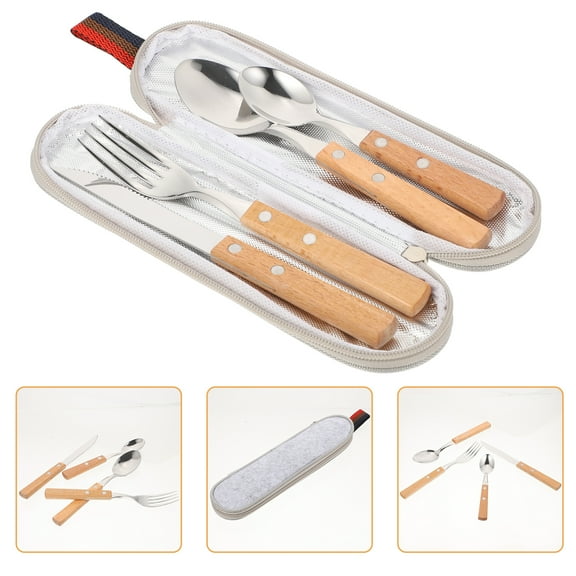 Hemoton 1 Set of Cutter Fork Spoon Kit Camping Cutlery Western Food Cutlery Reusable Tableware for Outdoor