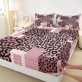 thumbnail image 5 of Manfei Leopard Patchwork Bed Sheets, Cheetah Print Fuul Size Sheets, Pink and Black, Pink Reversible 4 Pieces1 Flat Sheet + 1 Fitted Sheet + 2 Pillowcases, 5 of 6