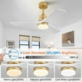 thumbnail image 3 of Eowynic 42 inch Gold and White Modern Dimmable LED Ceiling Fan with Remote Control, Reversible DC Motor, 3 Solid Wood Blades, 3 of 8
