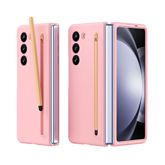 Case for Samsung Galaxy Z Fold 6, with Pen Holder & Free Stylus Thin Slim Fit Matte PC Fall Protection Shockproof Anti-fingerprint Phone Case Cover for Samsung Galaxy Z Fold 6 5G, Pink