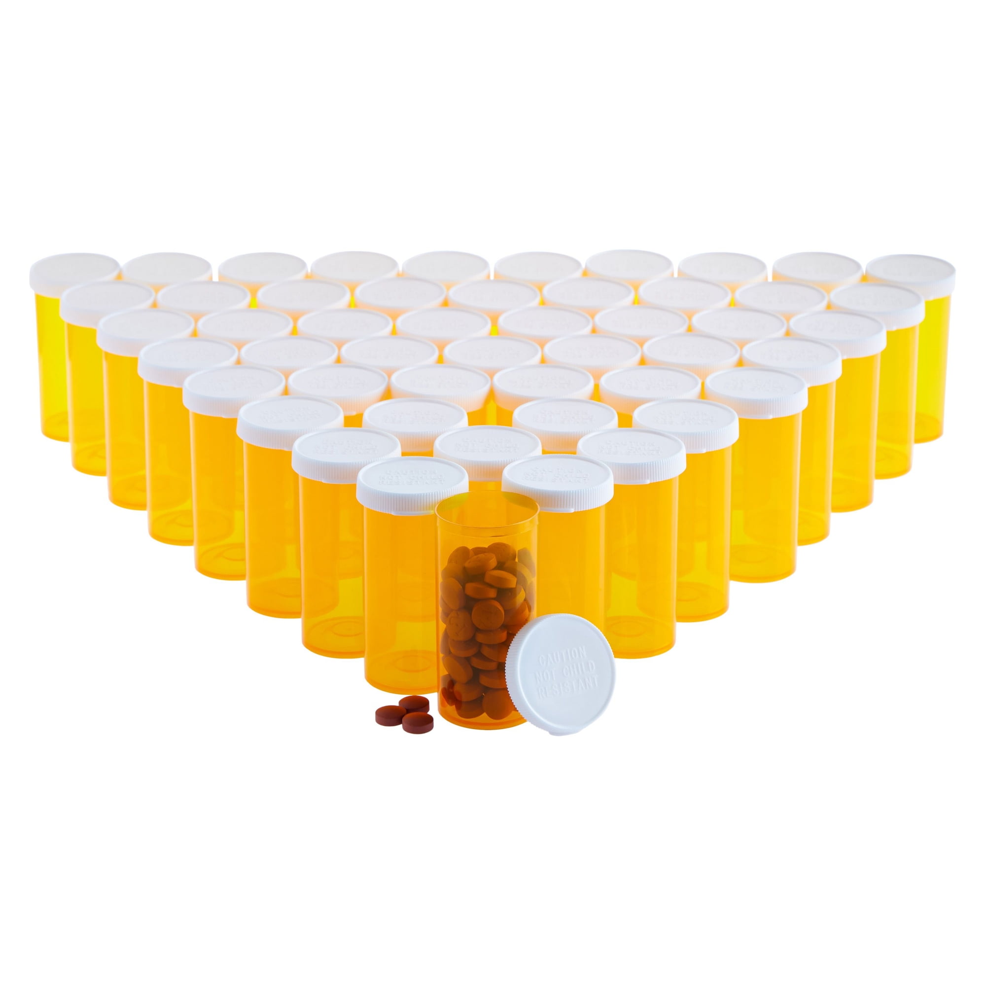 250 Pack Empty Pill Bottles with Caps, Plastic 13 Dram Medicine Vials for Prescription  Medication, Supplements (Green)