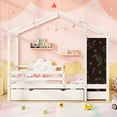 thumbnail image 4 of Costway Twin House Bed with 2 Storage Drawers Solid Wood Platform Bed with Blackboard White, 4 of 10
