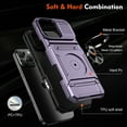 thumbnail image 3 of Allytechgroup for iPhone 16 Pro Max Case, Soft TPU & Hard PC Back Shockproof Shell Anti-Slip Drop Proof Cover with Metal Ring Kickstand/Card Slots/ Support Magnetic Car Mount Stand Phone Case, Violet, 3 of 7