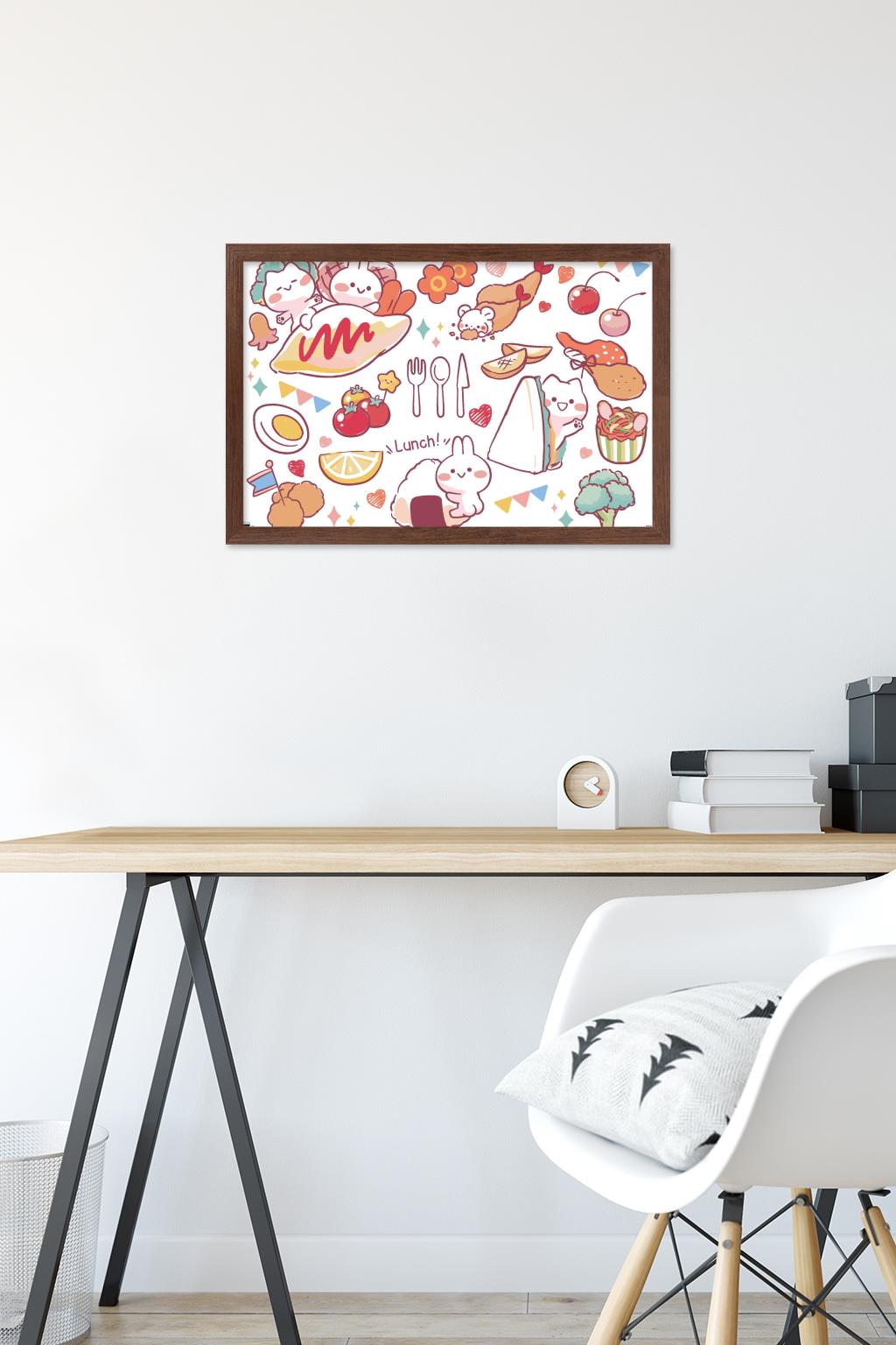 Mimi & Neko - Lunch Wall Poster, 14.725" x 22.375" Framed