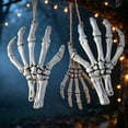 thumbnail image 4 of Halloween Skeleton Hand Props, 1 Pair Life Size Undead Bone Hands, Realistic Textured Plastic Spooky Decorations for Party Wreath Making, Front Porch Tabletop Display, 4 of 8