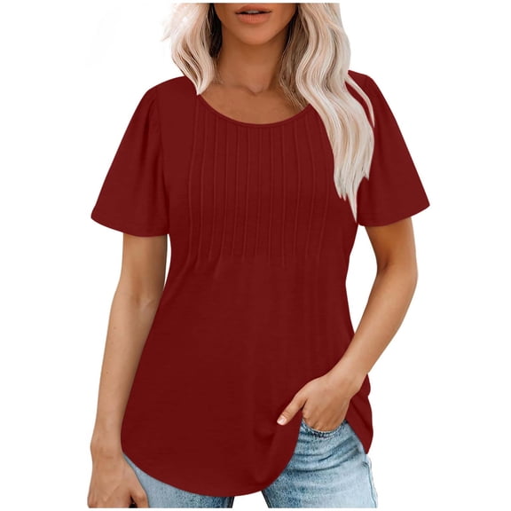Patlollav Women Tshirts Under $10, Women's Short Sleeve T Shirts Casual Summer Plain Round Neck Loose Fit Tee Blouse Tops