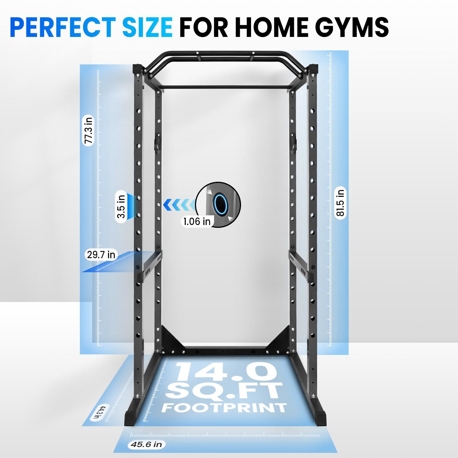 Heavy Duty Squat Stand for Home Gym, Adjustable Squat Rack with Non-Slip Base, Multi‑Function Strength Training Cage for Weight Lifting, Bench Press and Full Body Workout