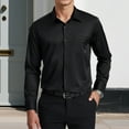 thumbnail image 7 of Mens Wrinkle-free Long Sleeve Dress Shirt Solid Stretch Black Button Down Shirt Business Wedding, 7 of 7