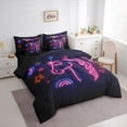 thumbnail image 2 of Manfei Pink Lines Unicorn 7-Piece Twin Bedding,3D Cartoon Animal Bedding Comforter Set,Multicolor,Black Reversible, 2 of 8