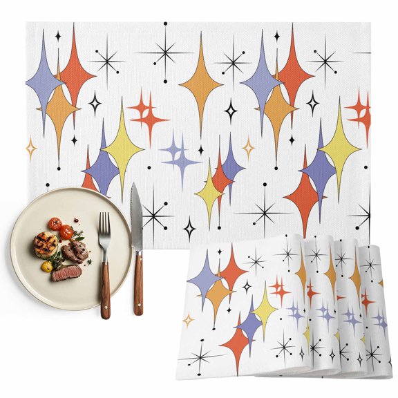 Placemats Set of 4, Purple Yellow Orange Diamond Place Mats Modern Geometric Mid Century Tablemats Placemat Table Decoration for Kitchen Table Dinner Party Home Decor Indoor Outdoor 13x19 Inch