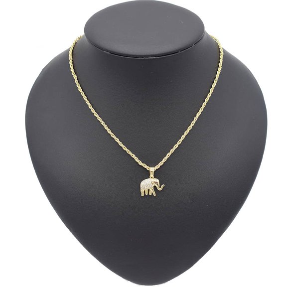 Women's Shiny Real Looking Elephant Charm Chain 24 Inches Real Gold Plated Layered