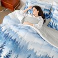 thumbnail image 4 of Homewish Mountain Jungle Bedding Comforter Set 7pcs for Female Men Women,Happy Winter Snowflakes Queen Bedding Sets Super Cozy,Natural Scenery Queen Sheet Sets,Super Cozy Room Decor,Reversible, 4 of 8