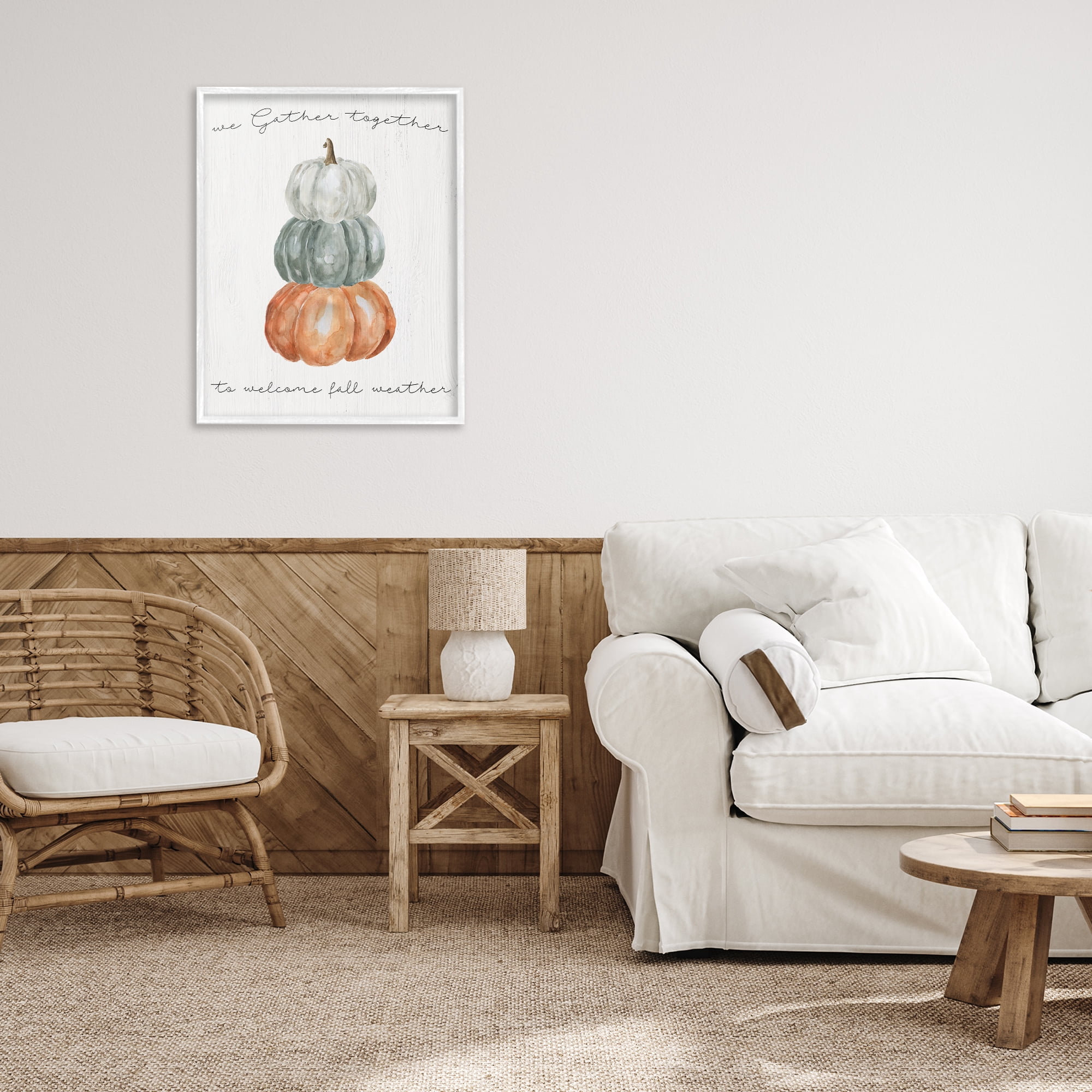 Stupell Industries Gather Together Fall Weather White Framed Giclee Art, design by Livi Finn
