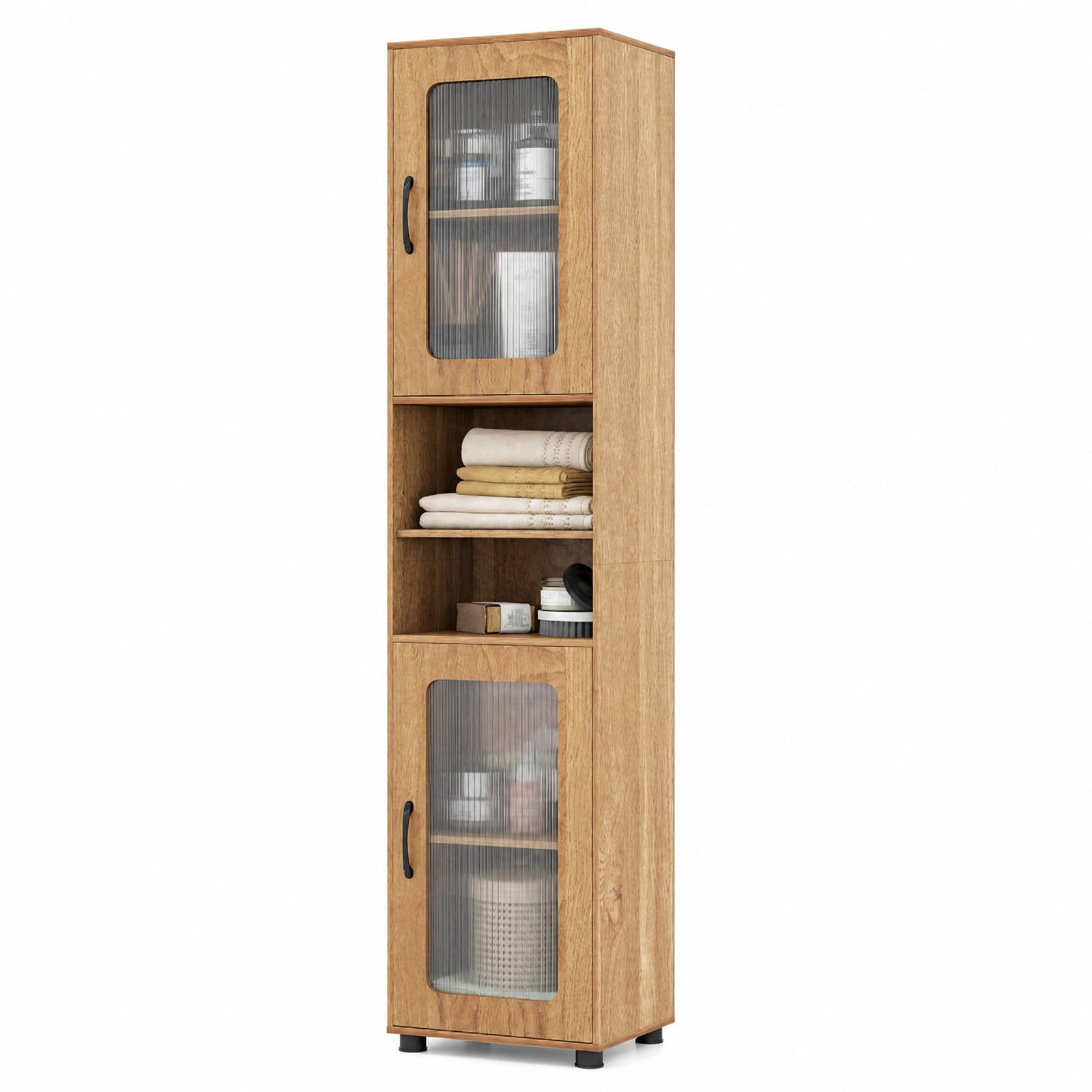 Vebreda Freestanding Bathroom Storage Cabinet, Tall Bathroom Storage Cabinet 67 Inches Freestanding Storage Organizer, Flexible Storage Options