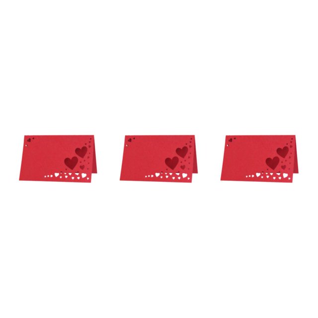 Decodeary 50x Personnaliser les Paramètres de Table avec Coeur Creux Nom Place Cartes de Mariage Durable Élégantes Cartes Rouges 3Set
